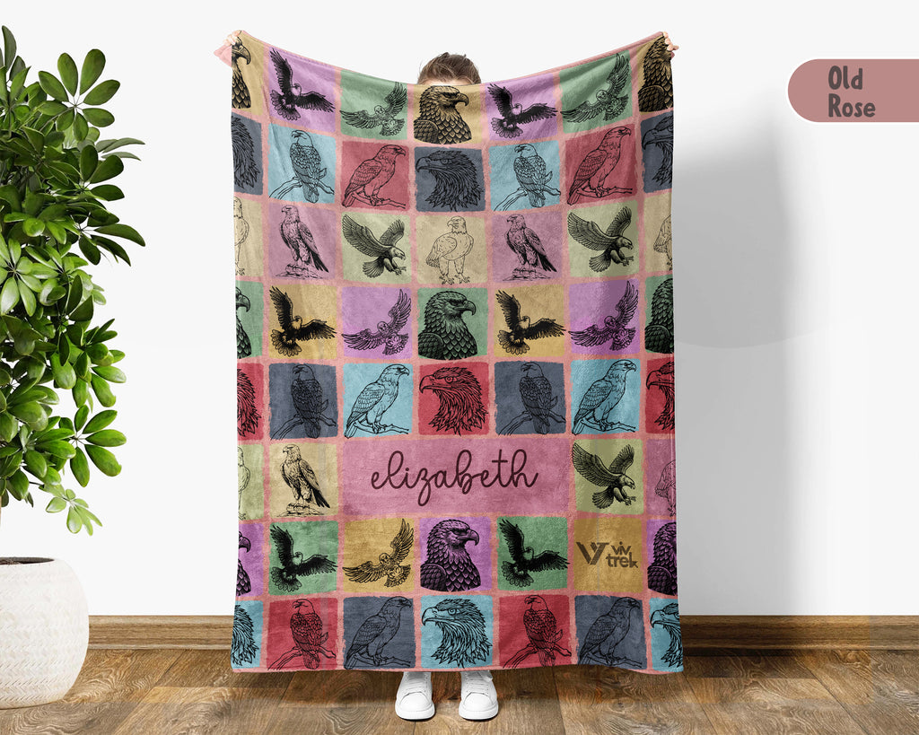 Personalized Name Eagle Blanket – Cozy Vintage Throw for Bird Lovers
