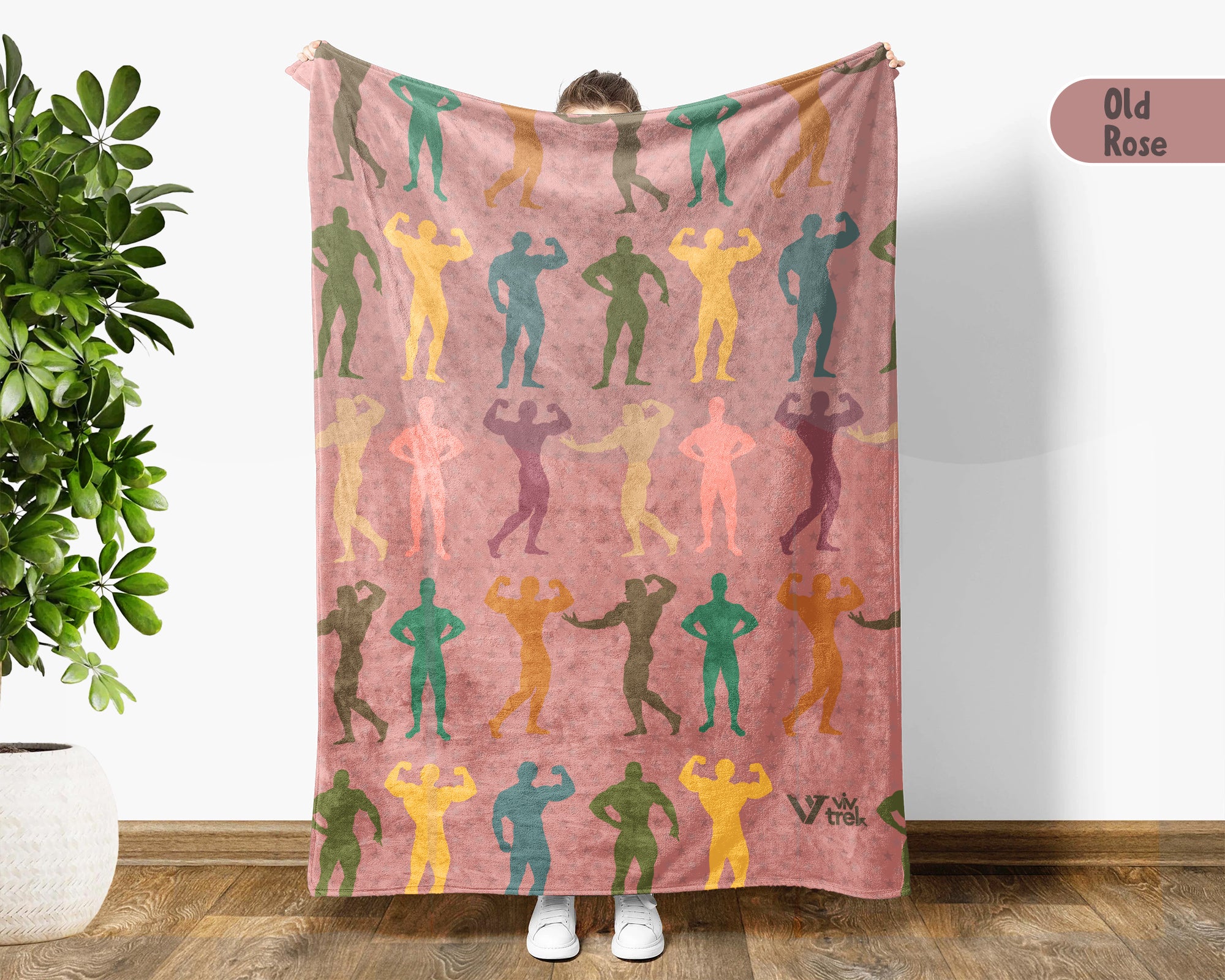 Retro Bodybuilding Blanket, Gym Lover Fitness Throw Gift