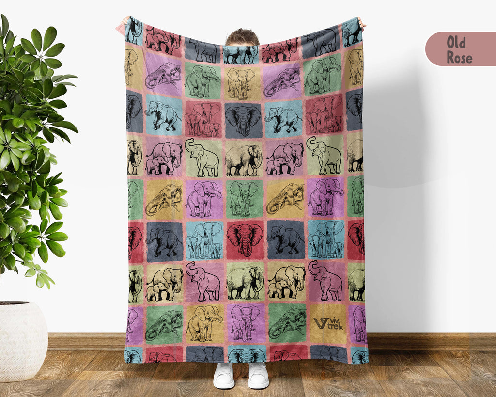 Vintage Elephant Blanket – Cozy Wildlife Lover Throw Gift