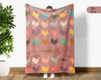 Custom Name Retro Turkey Blanket, Personalized Thanksgiving Throw for Cozy Fall Decor and Seasonal Holiday Gifts