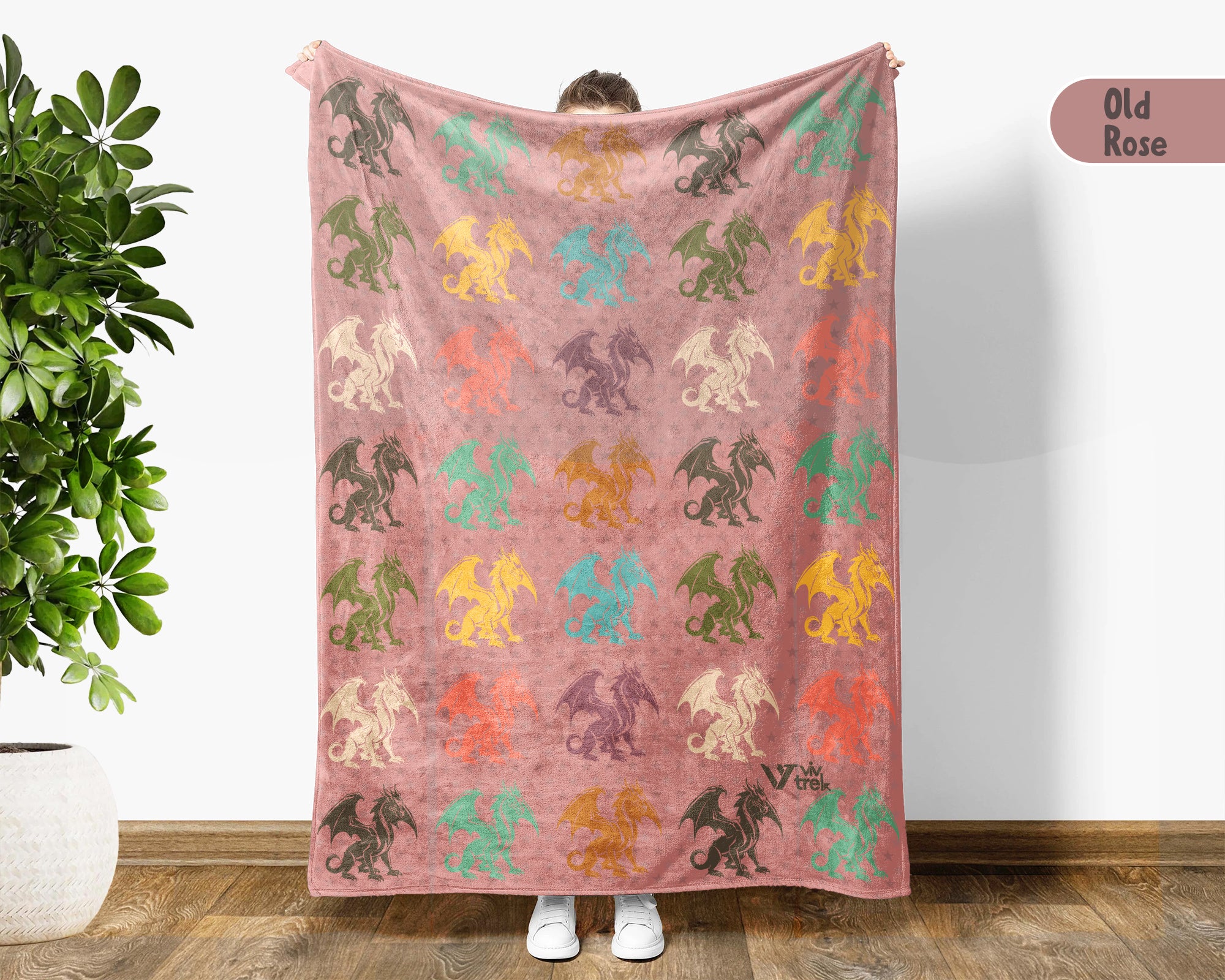 Retro Dragon Blanket Gift for Fantasy Lovers, Cozy Mythical Creature Throw, Magical Decor Accent for Bedroom and Creative Spaces