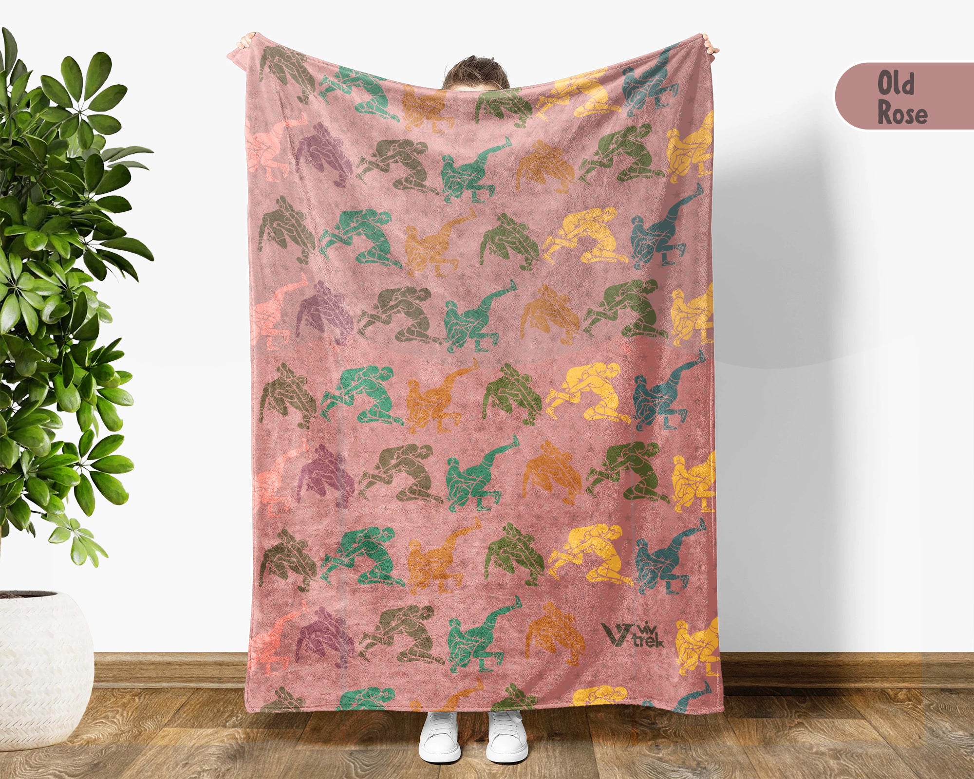 Retro Wrestling Lover Fleece Throw - Vintage Athletic Decor Gift