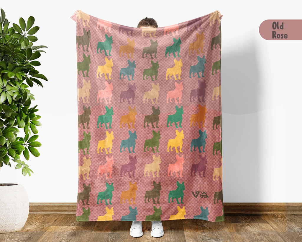 Vintage French Bulldog Blanket Cozy Frenchie Lover Throw Gift