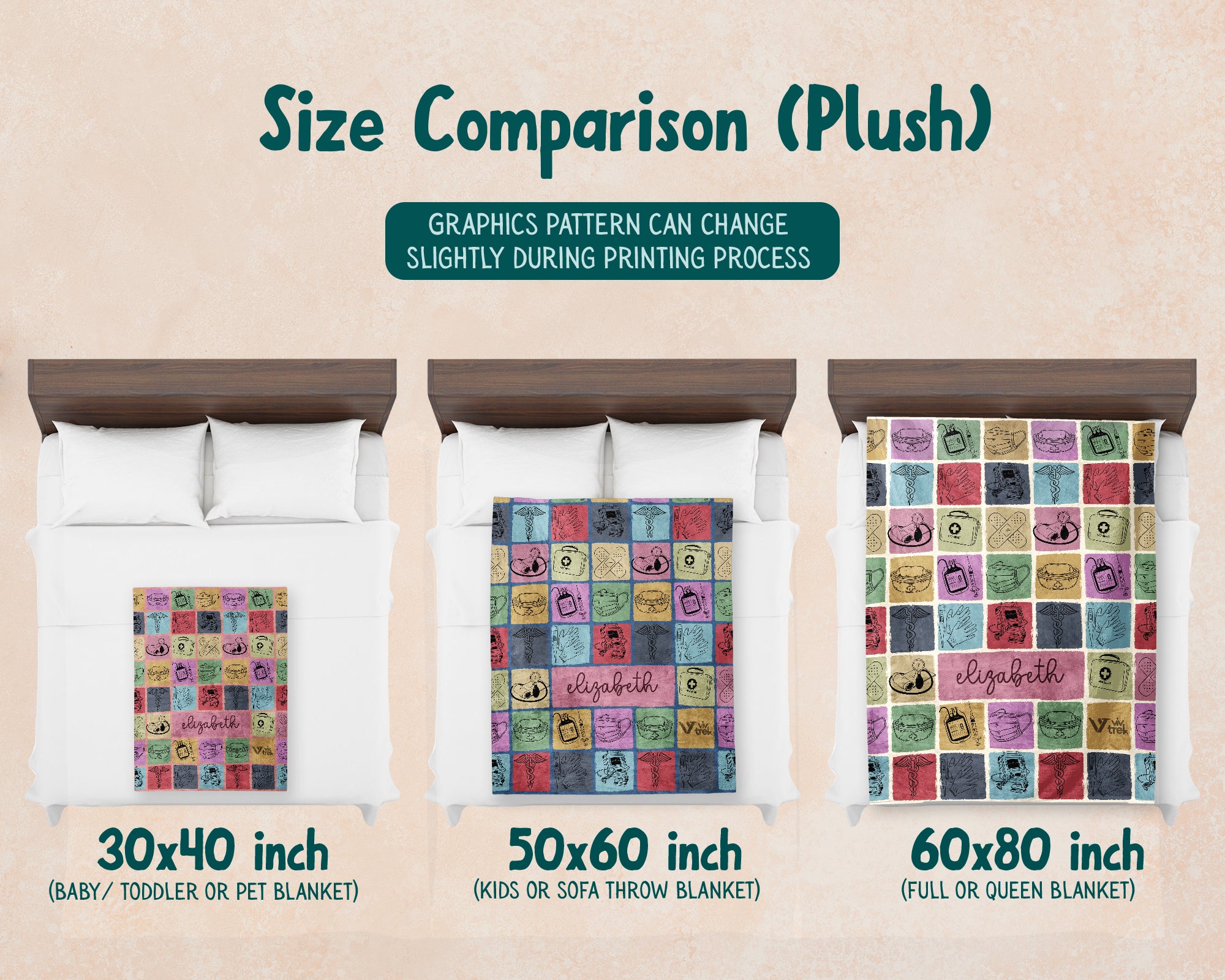 Retro Custom Name Nurse Blanket Personalized Cozy RN Throw Gift, Cute Nursing Graphic Blanket, Medical Worker Appreciation Gift