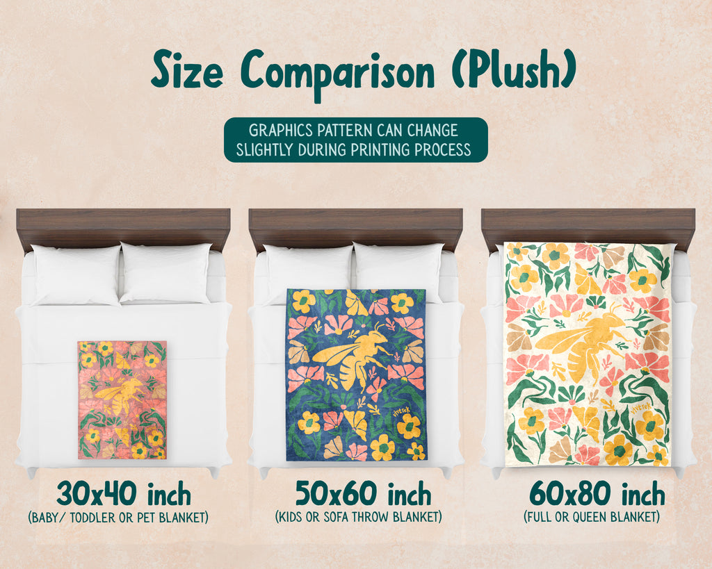 Floral Bee Blanket – Cozy Honey Bee Lover Throw Gift