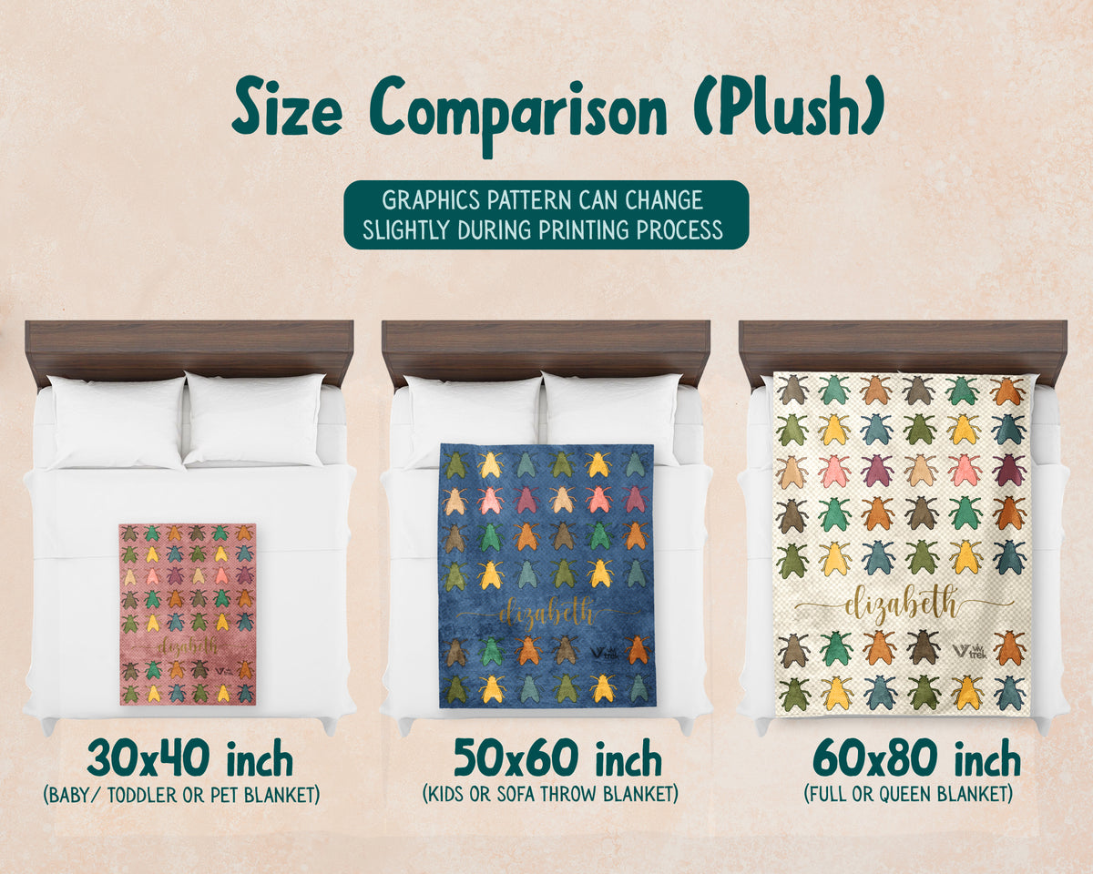 Personalized Fly Insect Throw Custom Name Bug Lover Blanket Retro House Fly Design Science Nature Entomologist Gift Home Accent