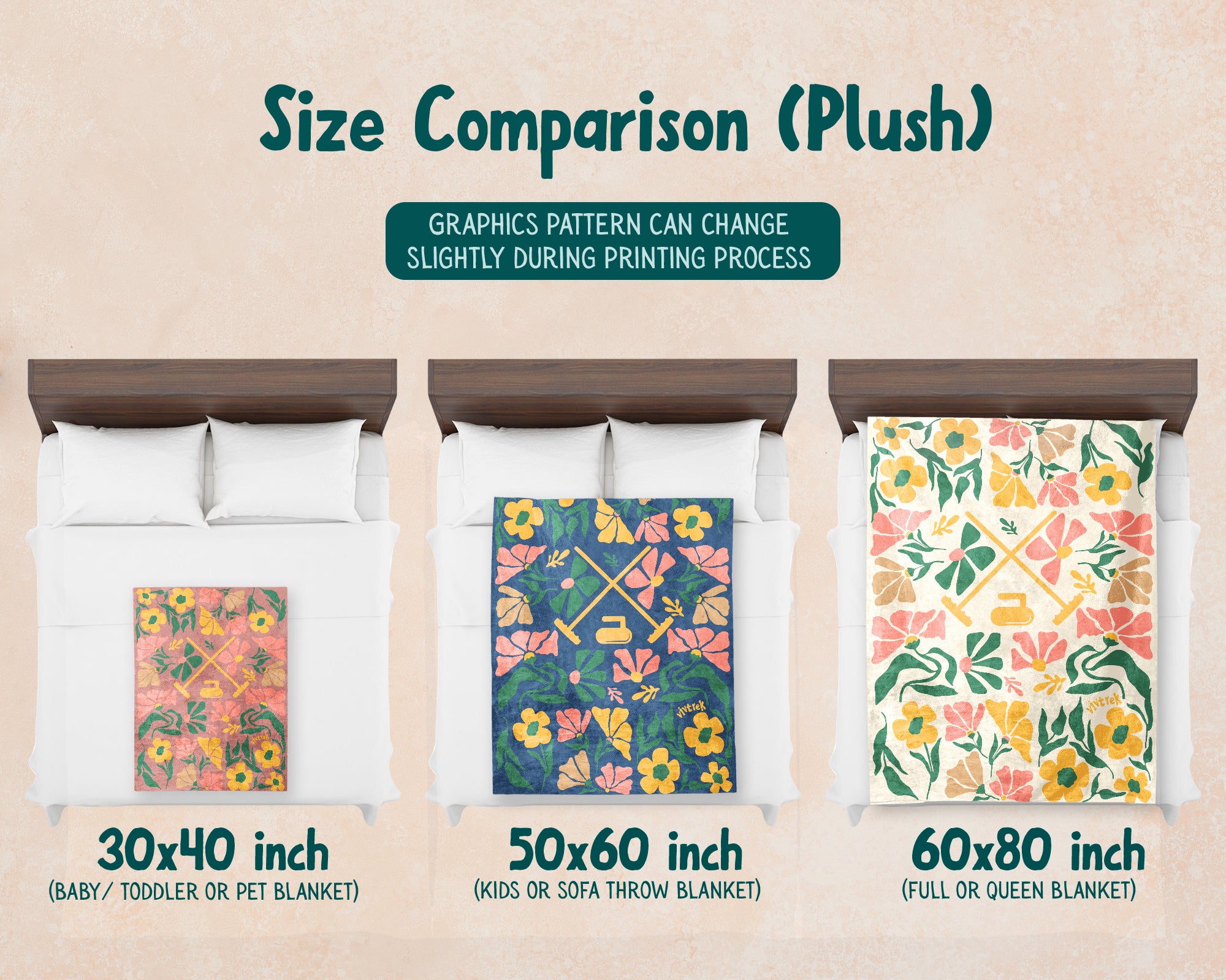 Curling Floral Blanket – Cozy Winter Sports Lover Throw
