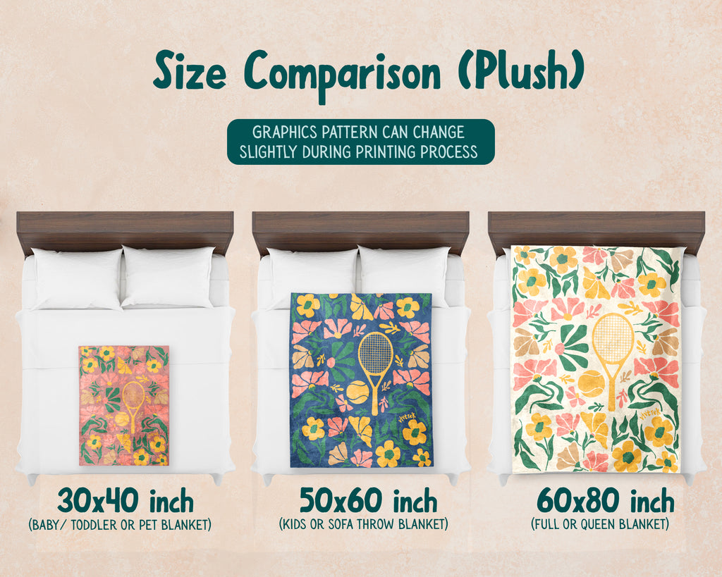 Floral Tennis Blanket – Cozy Vintage Player Throw Gift