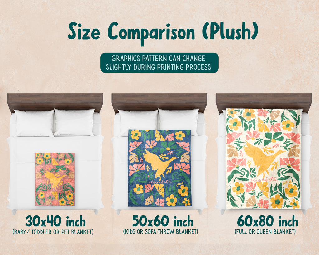 Personalized Birdwatcher Blanket with Custom Name, Wildflower Nature Throw, Cozy Bird Lover Gift for Kids Teens Adults Home Decor