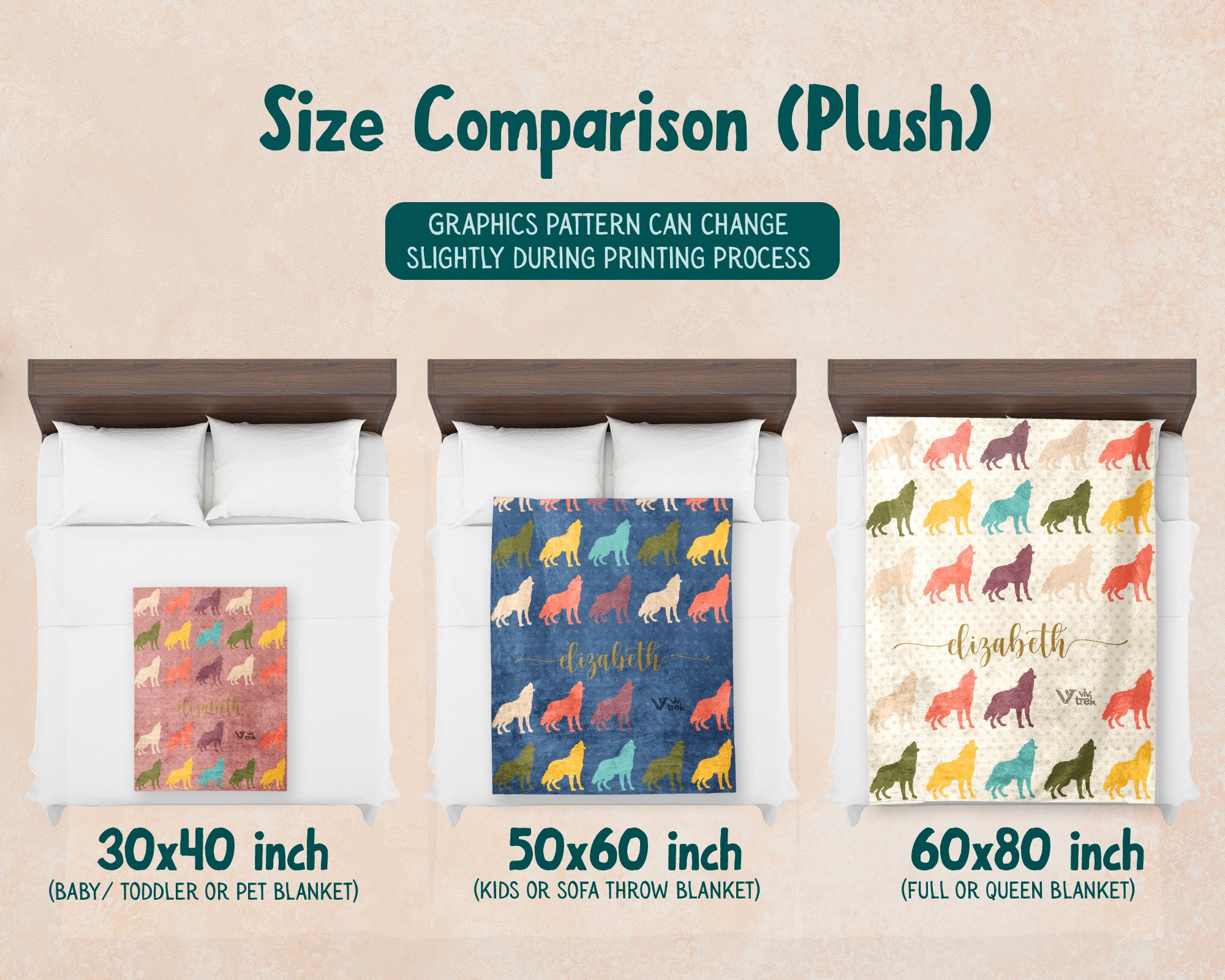 Personalized Wolf Lover Blanket Custom Name Vintage Animal Throw Cozy Fleece Rustic Wildlife Nature Gift Soft Home Decor Accent