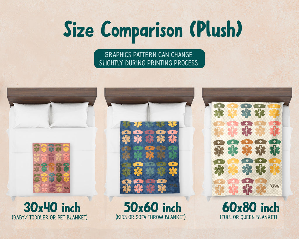 Retro Nurse Gift Blanket, Cozy RN Appreciation Throw, Cute Nurse Graphic Blanket, Soft Fleece Medical Worker Gift for Her