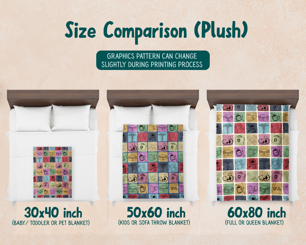 Nurse Gift Blanket, Cozy RN Appreciation Throw, Cute Nurse Graphic Blanket, Soft Fleece Medical Worker Gift for Her at Home