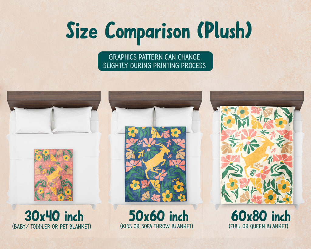 Floral Goat Lover Blanket – Cozy Farm Animal Throw Gift