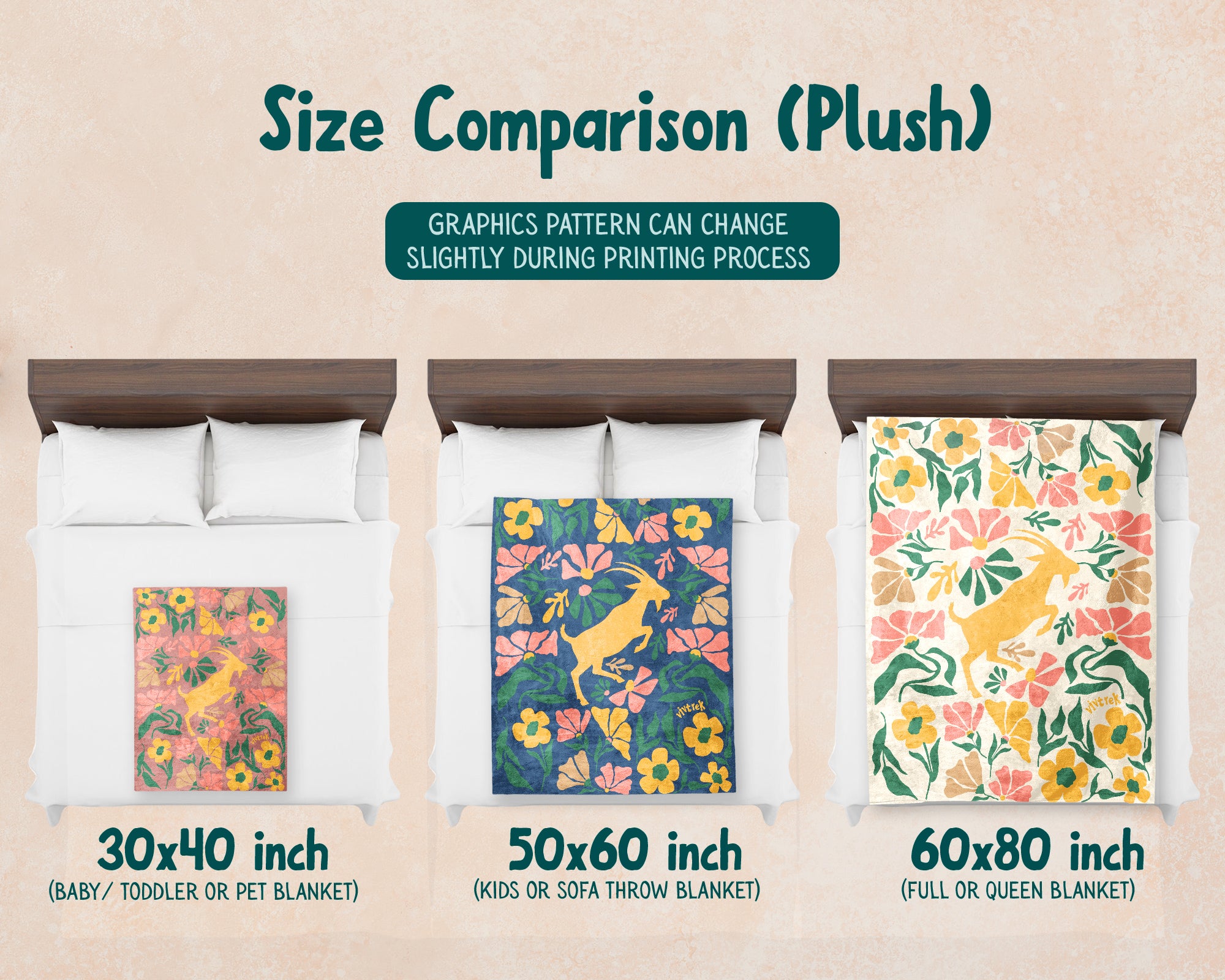 Floral Goat Lover Blanket – Cozy Farm Animal Throw Gift