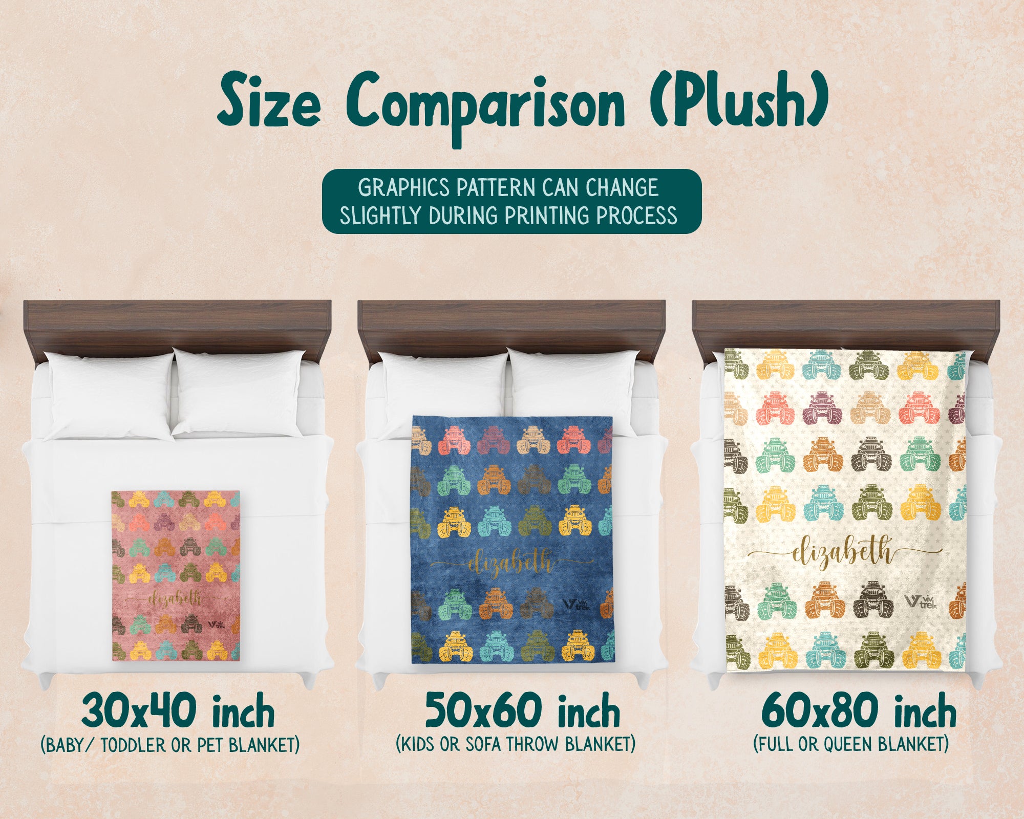 Personalized Monster Truck Blanket for Kids, Custom Name Retro Truck Throw, Cozy Boys Gift, Fun Truck Lover Room Decor Blanket