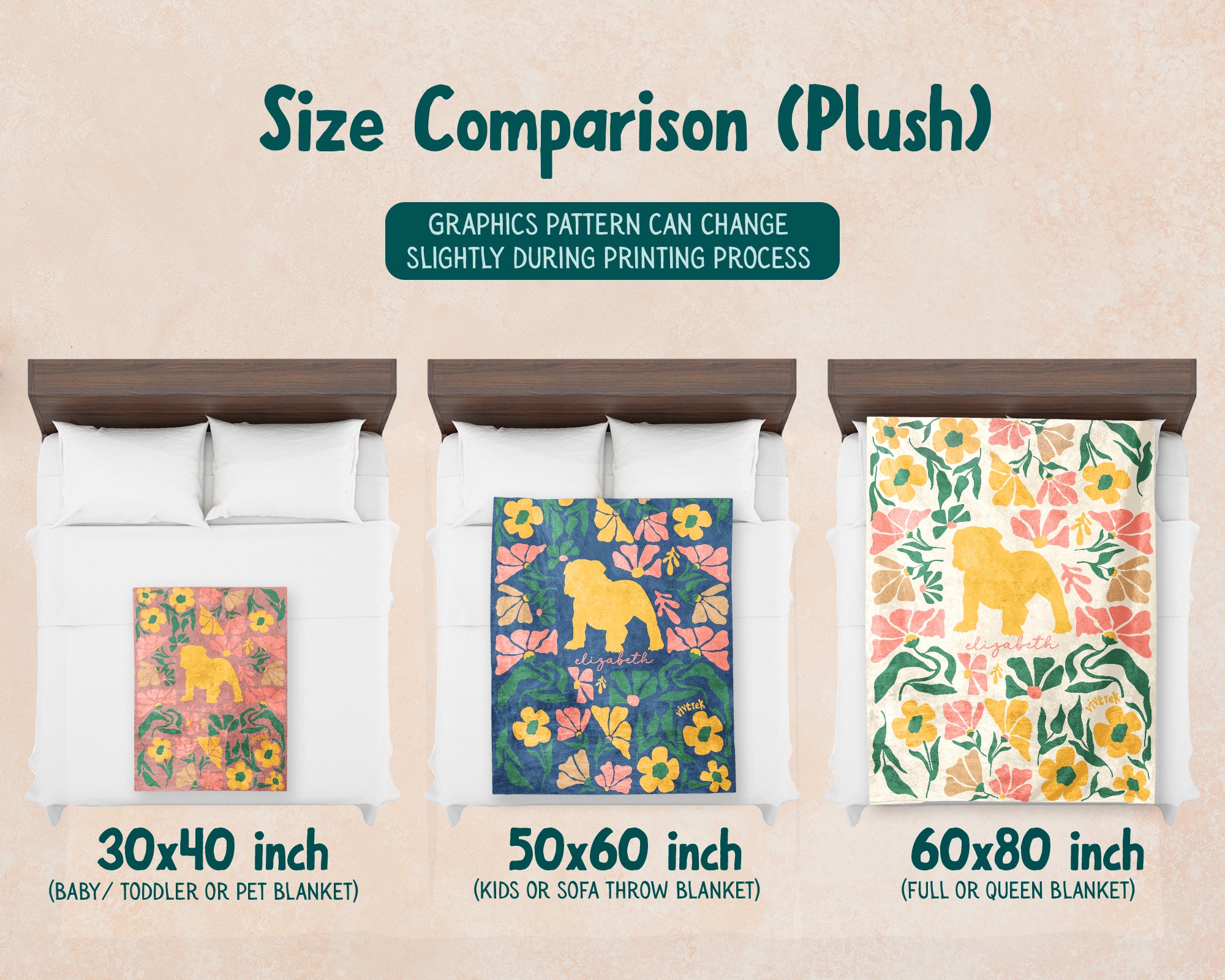 Personalized Floral English Bulldog Blanket, Custom Name Wildflower Dog Throw, Cozy Retro Bulldog Gift for Pet Lovers and Home Decor