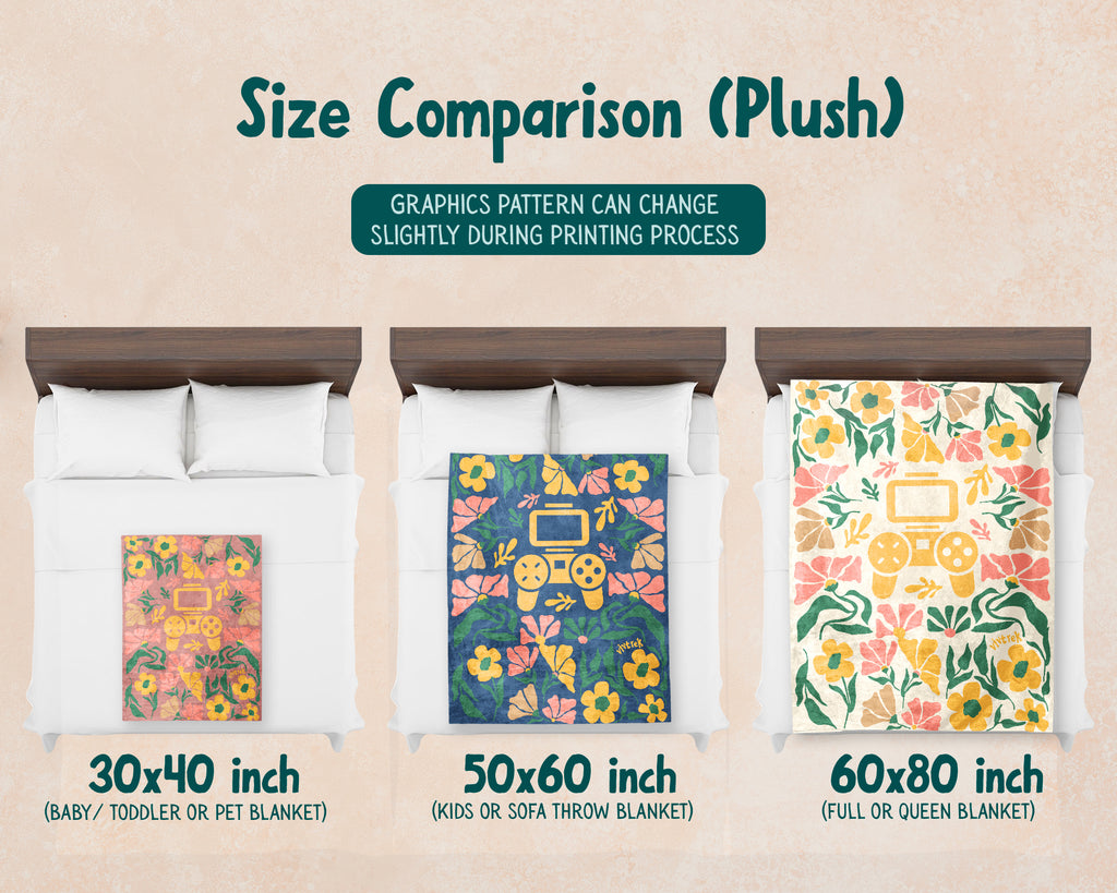 Floral Video Gaming Blanket – Cozy Gamer Throw for Kids, Teens & Adults