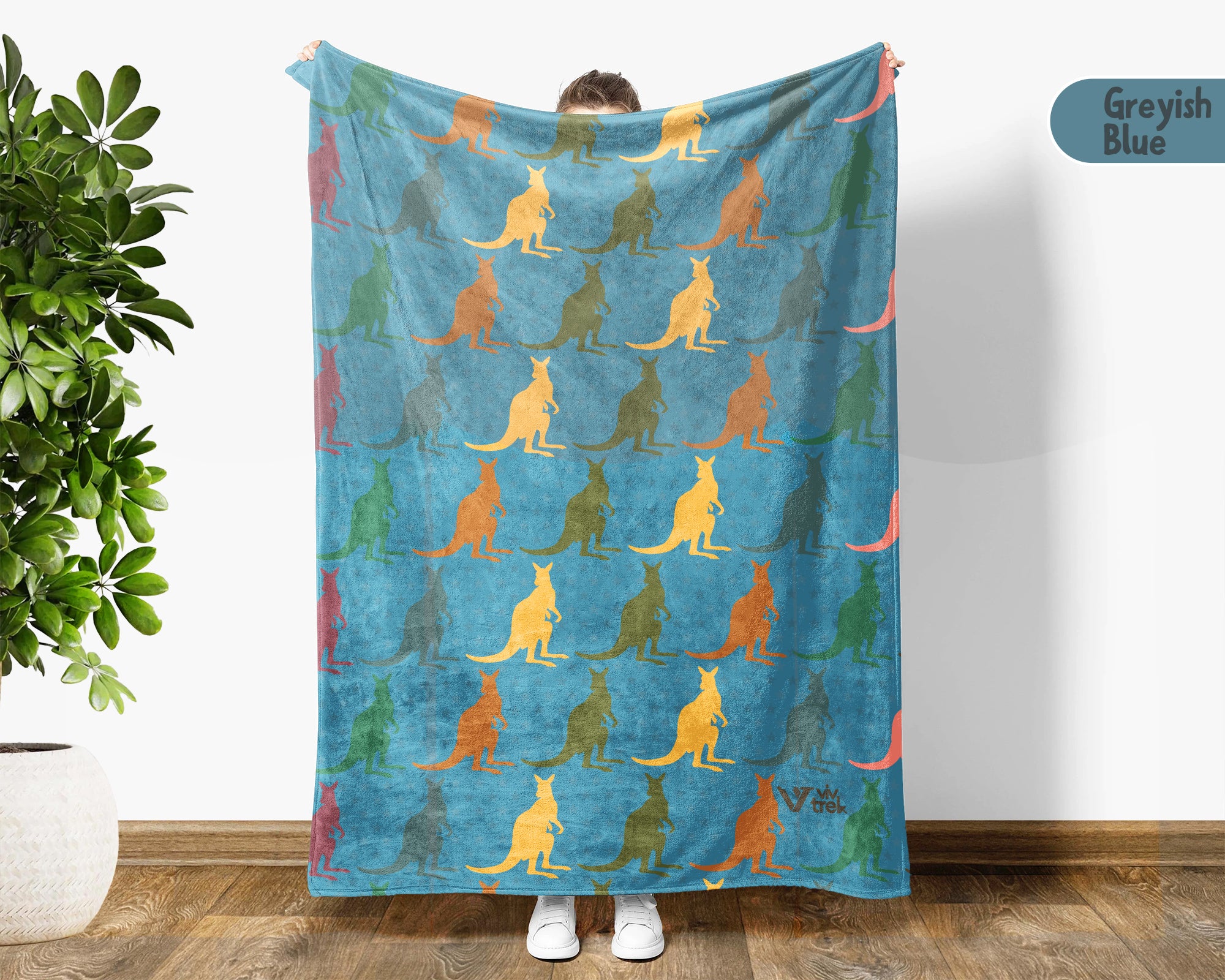 Retro Kangaroo Blanket Vintage Australian Wildlife Throw Cozy Animal Lover Gift Fun Marsupial Graphic Decor Unique Home Accent