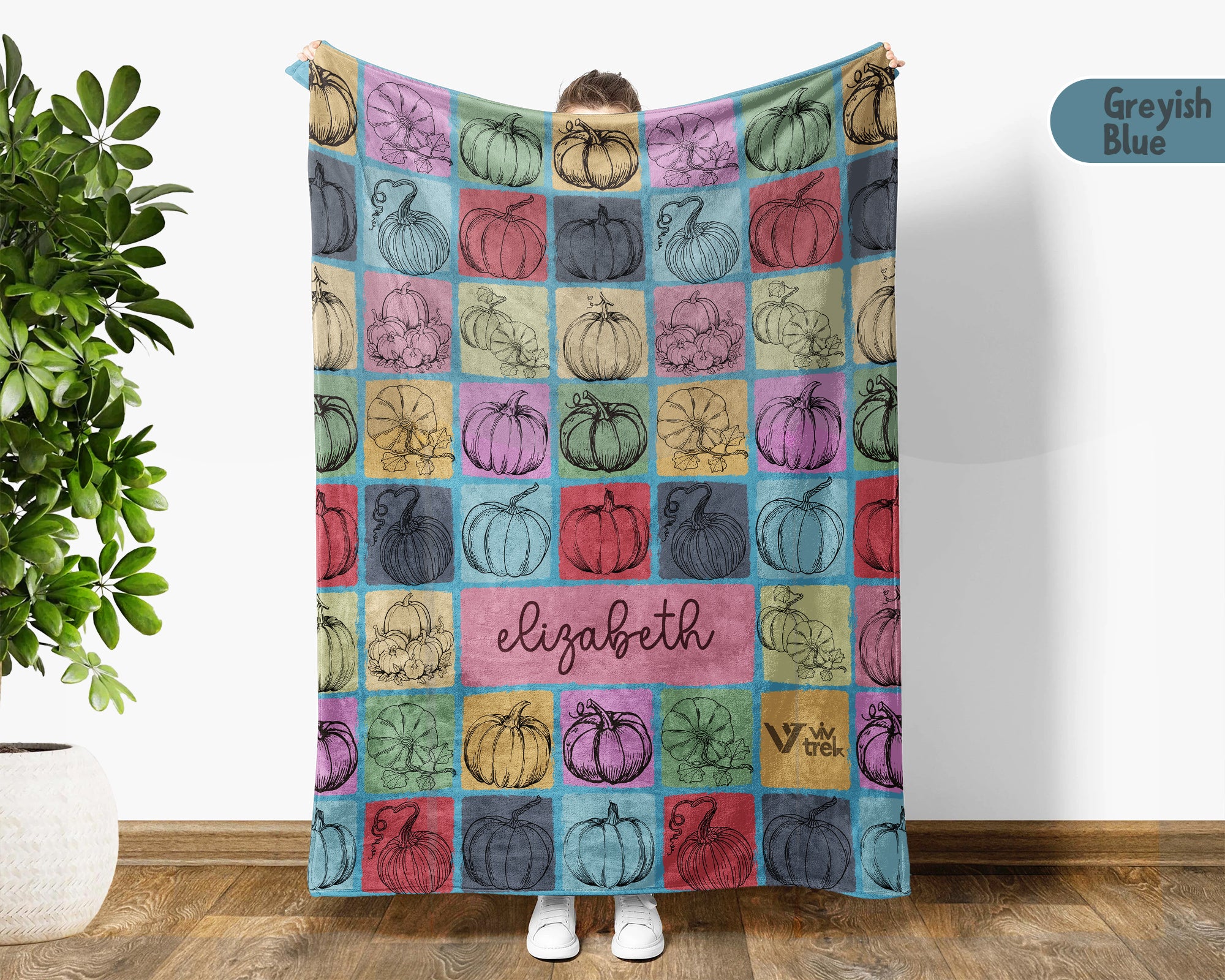 Personalized Name Pumpkin Blanket, Vintage Harvest Throw Gift for Rustic Autumn Decor and Cozy Fall Inspired Spaces