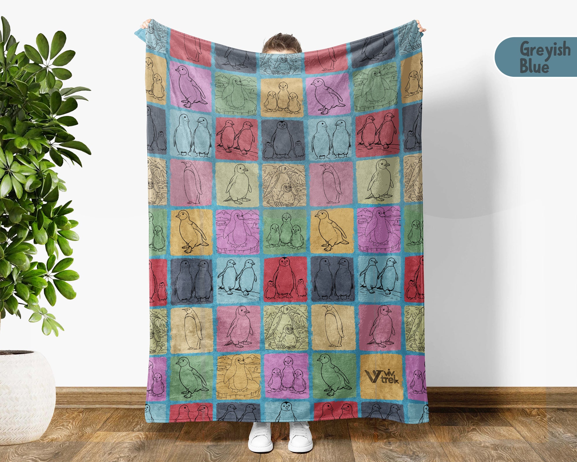 Vintage Penguin Blanket Gift Cozy Ocean Animal Throw Soft Kawaii Decor Unique Arctic Inspired Blanket for Penguin Lovers