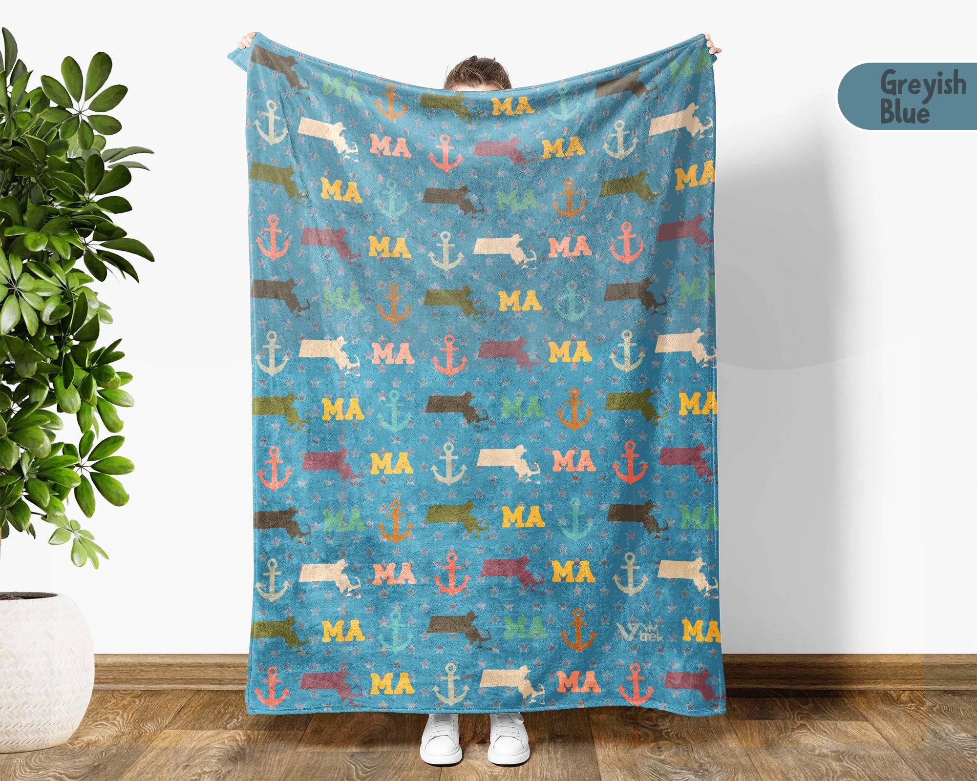 Retro Massachusetts State Blanket, Patriotic 4th of July Cozy Throw, Vintage MA Lover Fleece, American Inspired Home Decor Gift