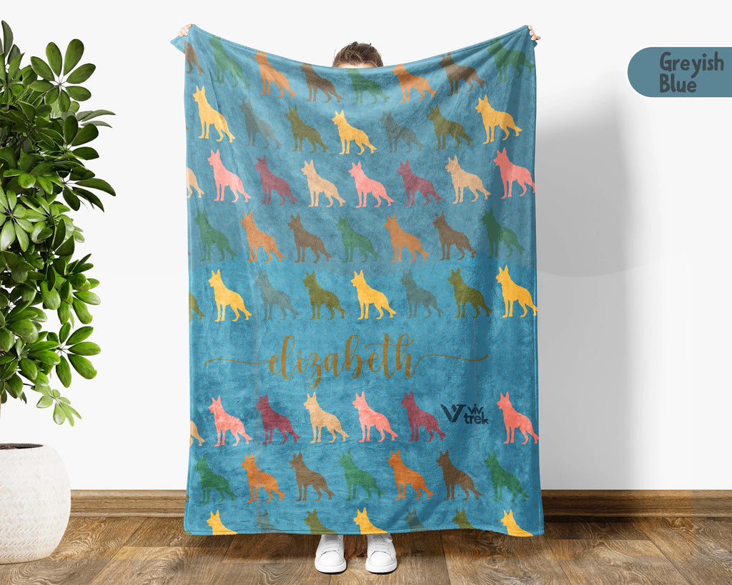 Personalized Dog Throw – Custom Name Cozy German Shepherd Name Blanket