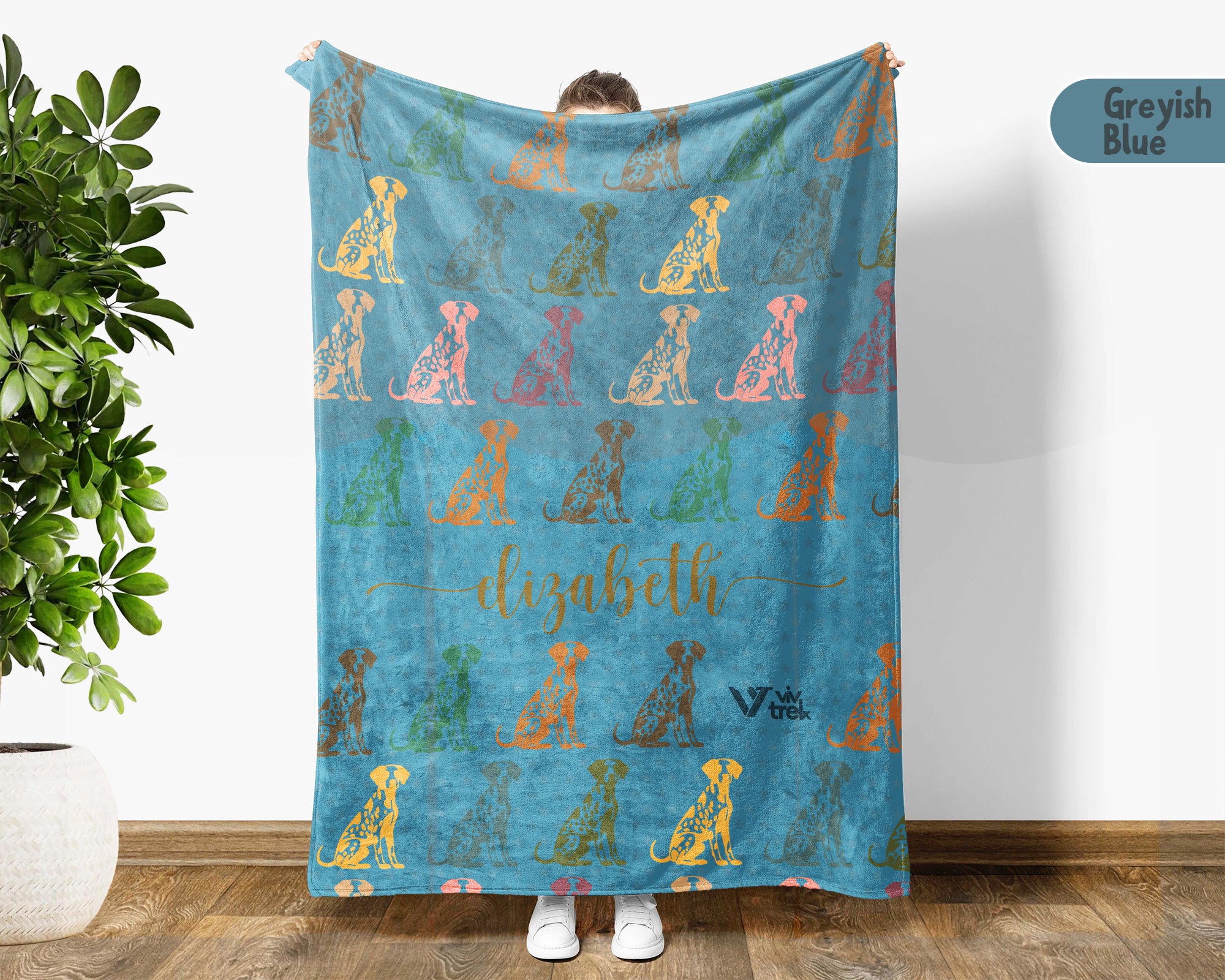 Personalized Dalmatian Blanket Custom Name, Vintage Puppy Throw for Dog Lovers, Cozy Spotted Dog Gift Home Decor