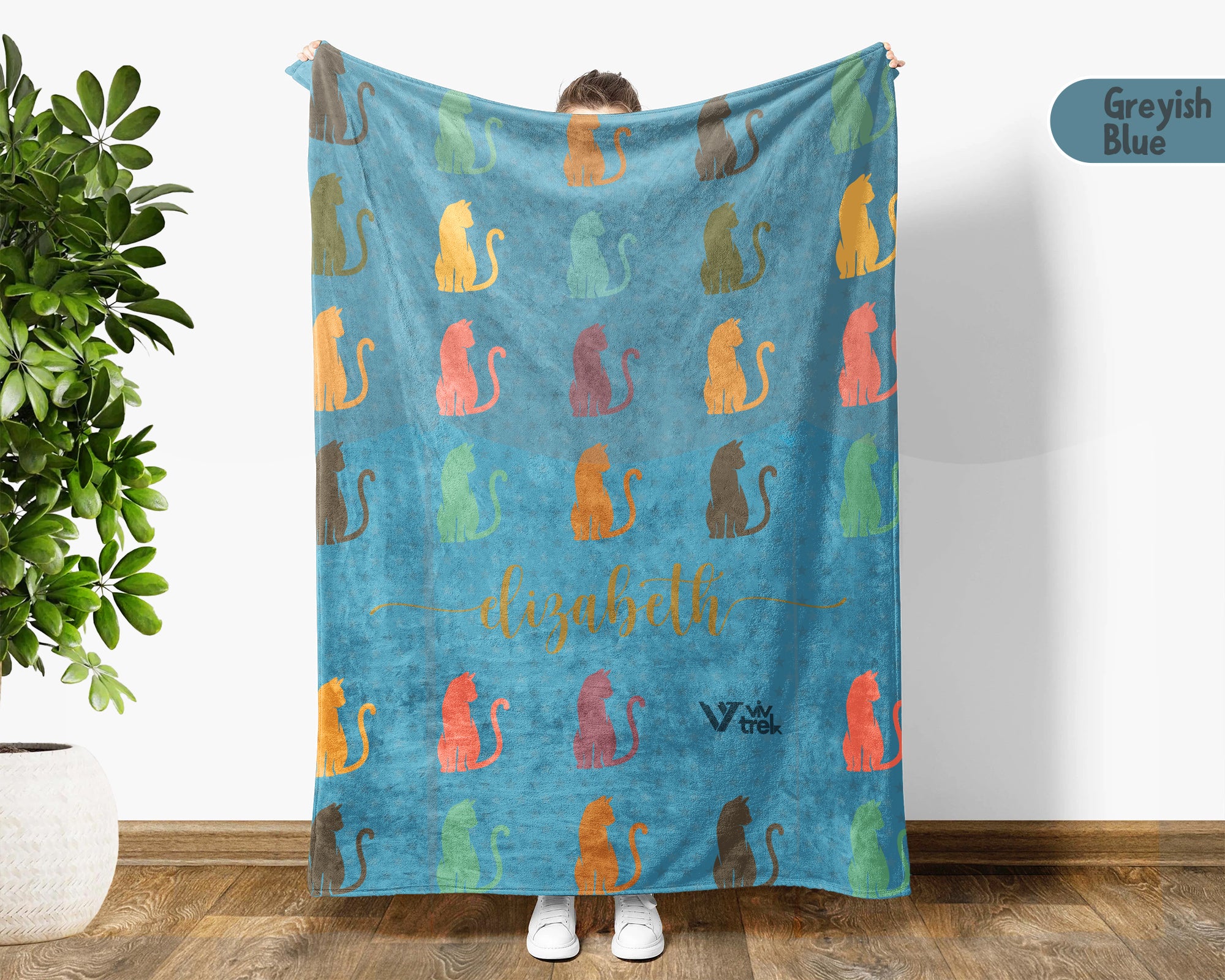 Personalized Cat Lover Blanket Custom Name Kitty Vintage Throw Cute Kitten Gift Cozy Feline Graphic Retro Pet Home Decor Soft Throw Sofa Bed