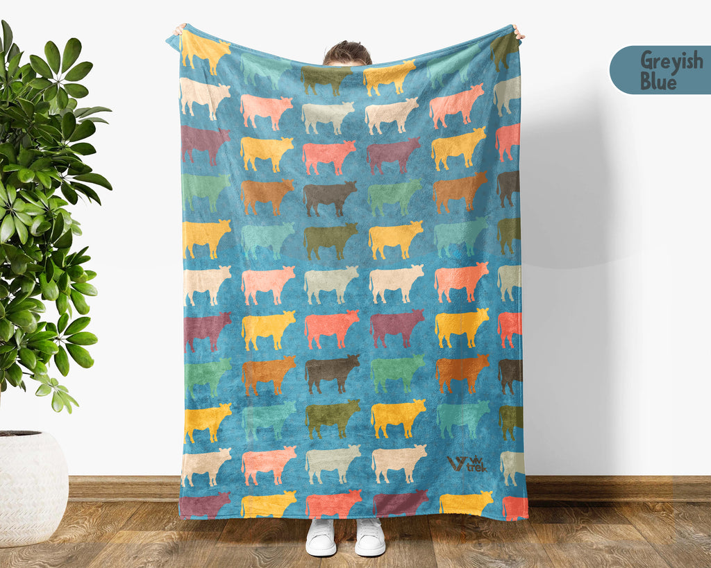 Retro Cow Blanket Gift for Dairy Farmer Cozy Farm Animal Throw Cattle Lover Decor Soft Ranch Style Home Gift