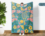 Floral Tennis Blanket – Cozy Vintage Player Throw Gift