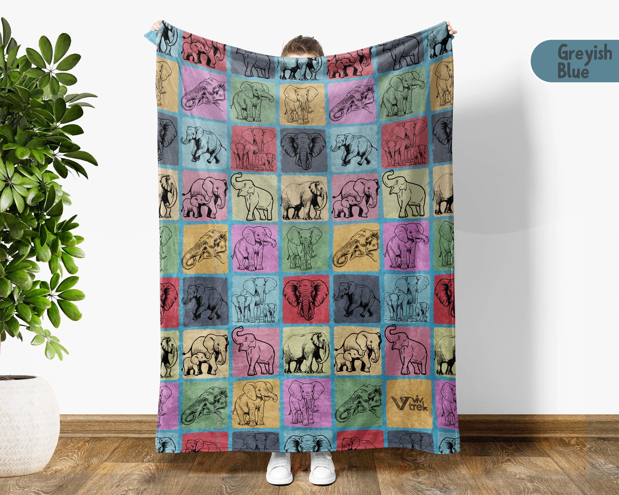 Vintage Elephant Blanket – Cozy Wildlife Lover Throw Gift