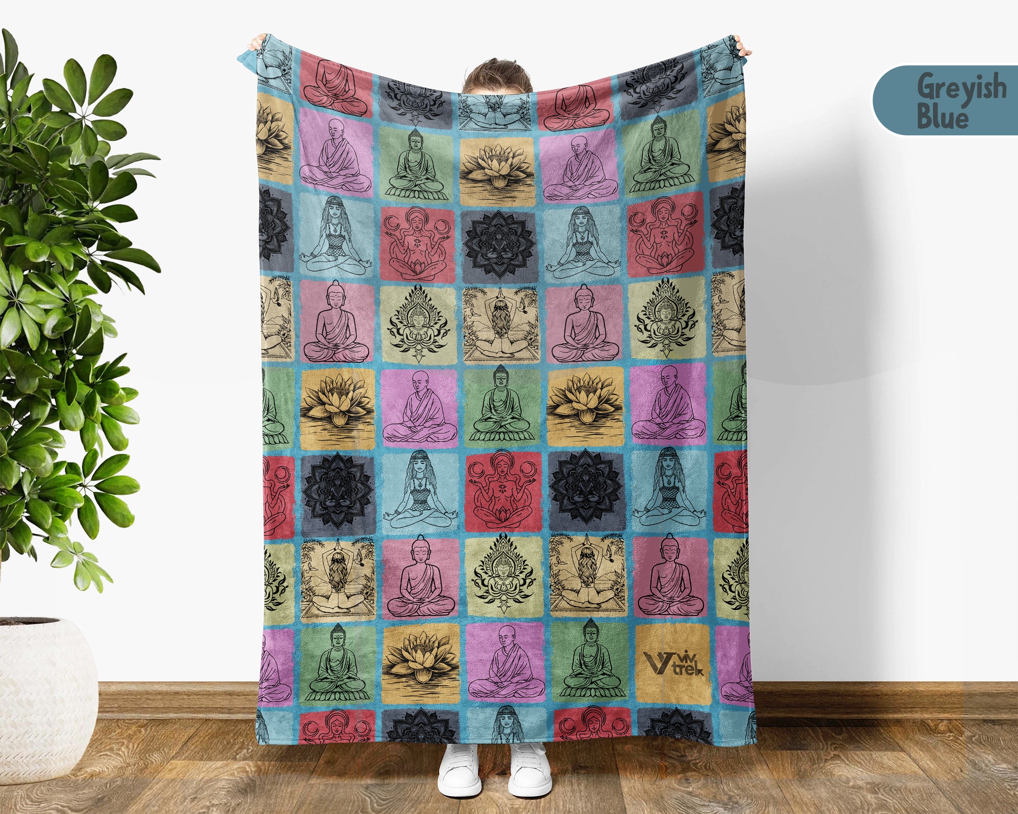 Vintage Yoga Lover Blanket, Retro Meditation Throw for Cozy Mindfulness and Zen Yoga Decor Gifts