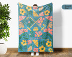 Floral Curling Blanket with Custom Name, Cozy Curling Throw Gift for Kids Teens Adults, Perfect Birthday Sports Present