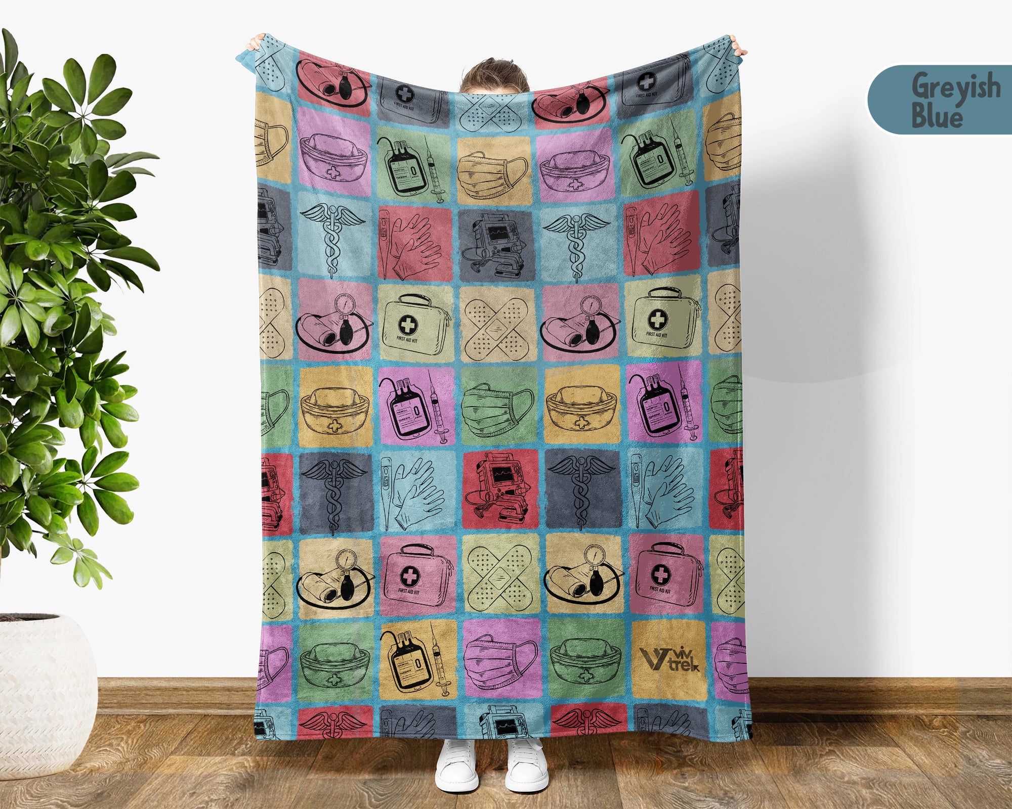 Nurse Gift Blanket, Cozy RN Appreciation Throw, Cute Nurse Graphic Blanket, Soft Fleece Medical Worker Gift for Her at Home