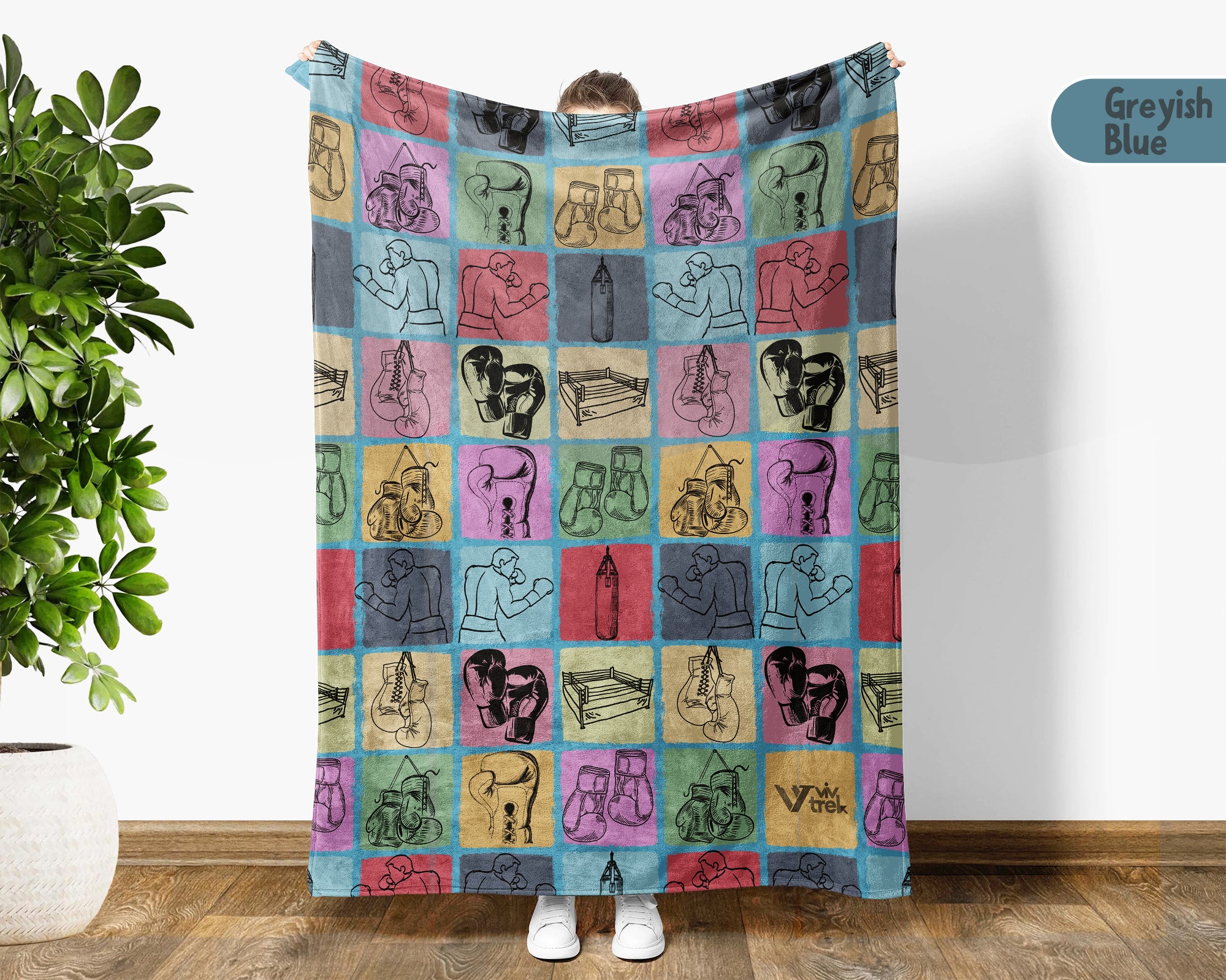 Vintage Boxing Lover Blanket Cozy Sports Throw for Fans Soft Gloves Design Fleece Blanket Unique Athlete Gift Decor