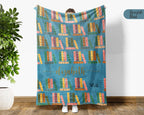 Custom Name Reading Blanket Retro Book Lover Throw Cozy Personalized Gift Soft Library Inspired Decor for Home