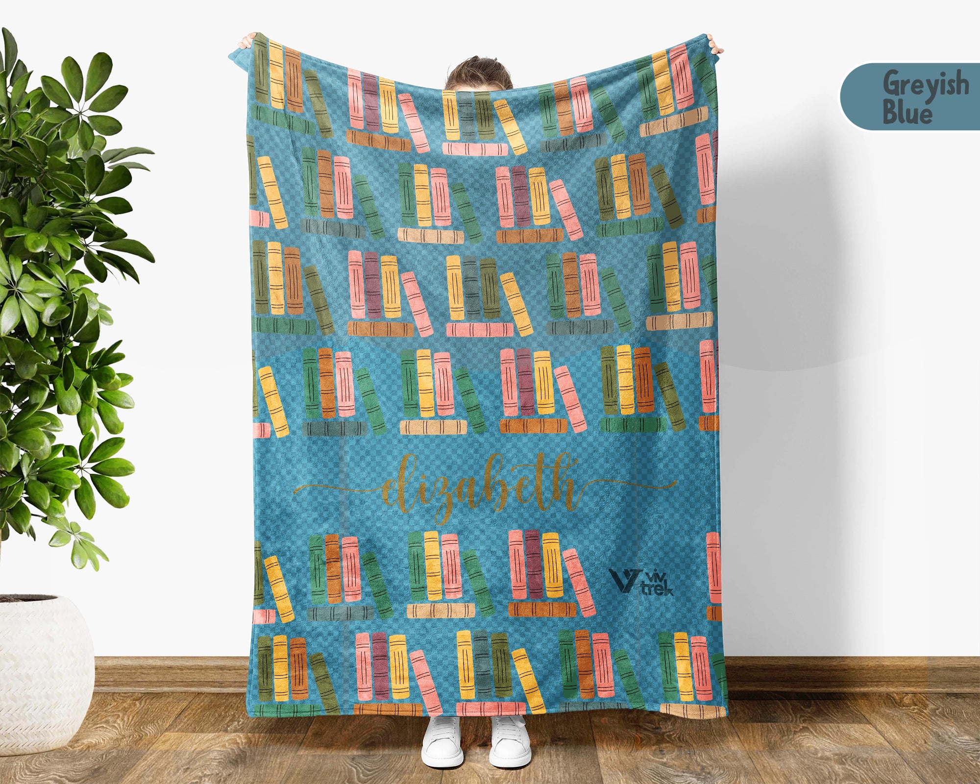 Custom Name Reading Blanket Retro Book Lover Throw Cozy Personalized Gift Soft Library Inspired Decor for Home