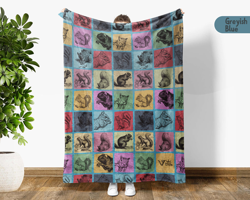Retro Squirrel Lover Blanket Cozy Woodland Animal Throw Gift