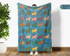 Retro Shetland Sheepdog Throw Blanket, Sheltie Dog Lover Gift, Mini Collie Cozy Home Decor and Soft Canine Accent