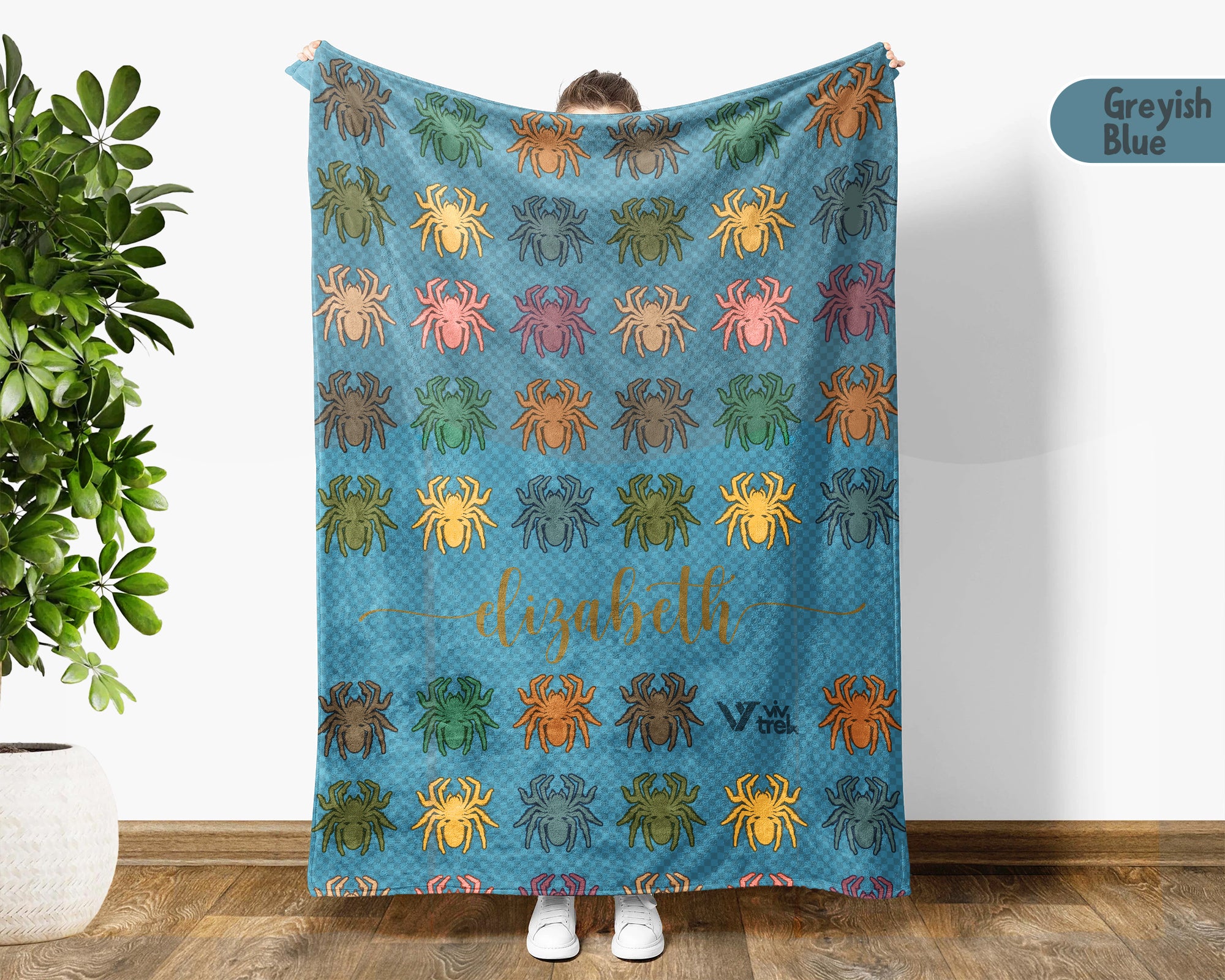 Personalized Tarantula Throw Custom Name Spider Lover Blanket Retro Arachnid Design Exotic Pet Owner Gift Home Accent Decor