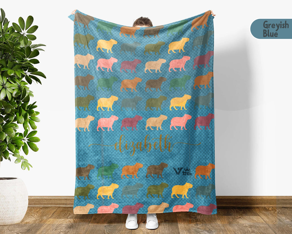 Custom Name Capybara Blanket – Vintage Style Animal Lover Throw