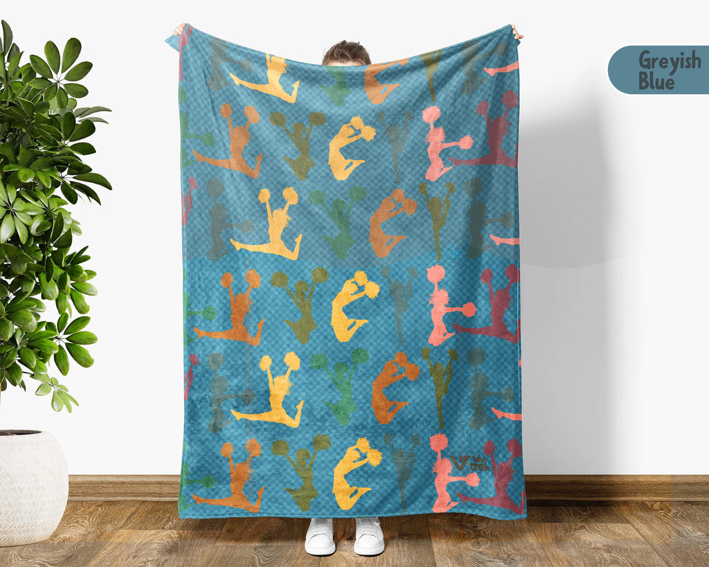 Retro Cheerleading Blanket Cozy Cheerleader Throw Sporty Fleece Blanket Cheer Fan Gift Home Decor Idea for Game Day Couch Bedroom