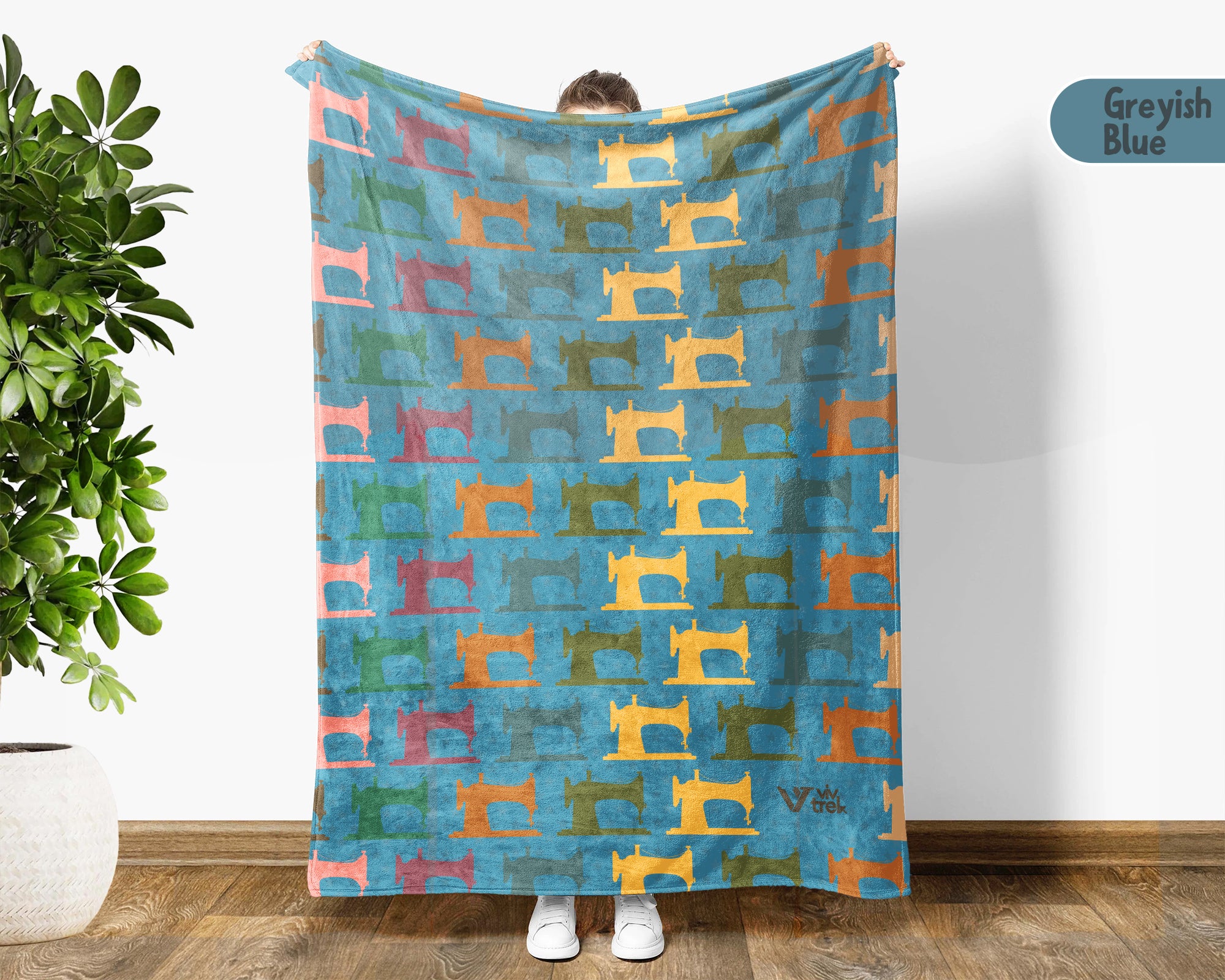 Retro Sewing Enthusiast Blanket, Vintage Crochet Stitch Throw for Cozy Quilter and Needlework Decor