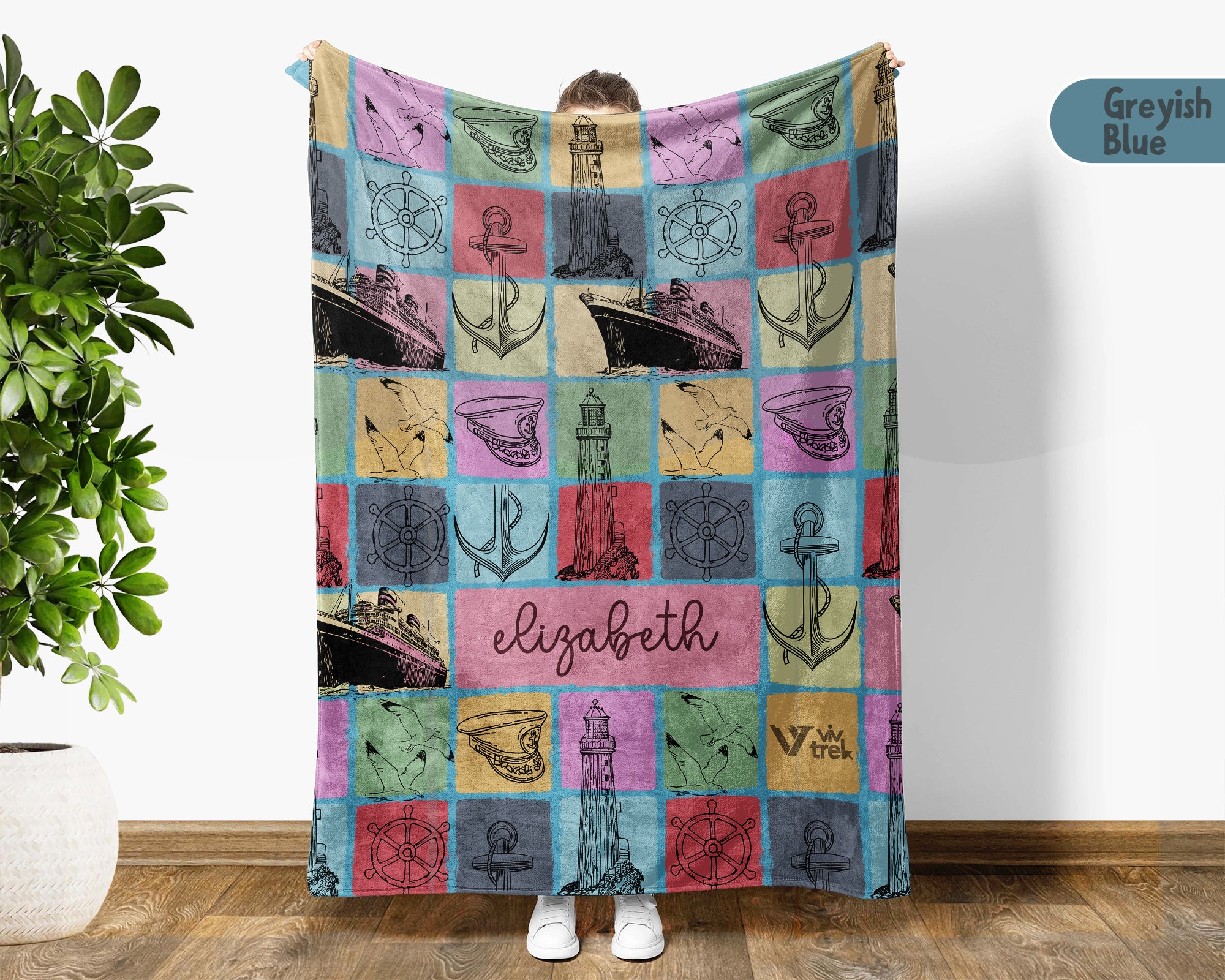 Custom Name Titanic Blanket Personalized Ship Lover Throw Vintage Ocean Liner Graphic Cozy Fleece Nautical Gift Home Decor Accent
