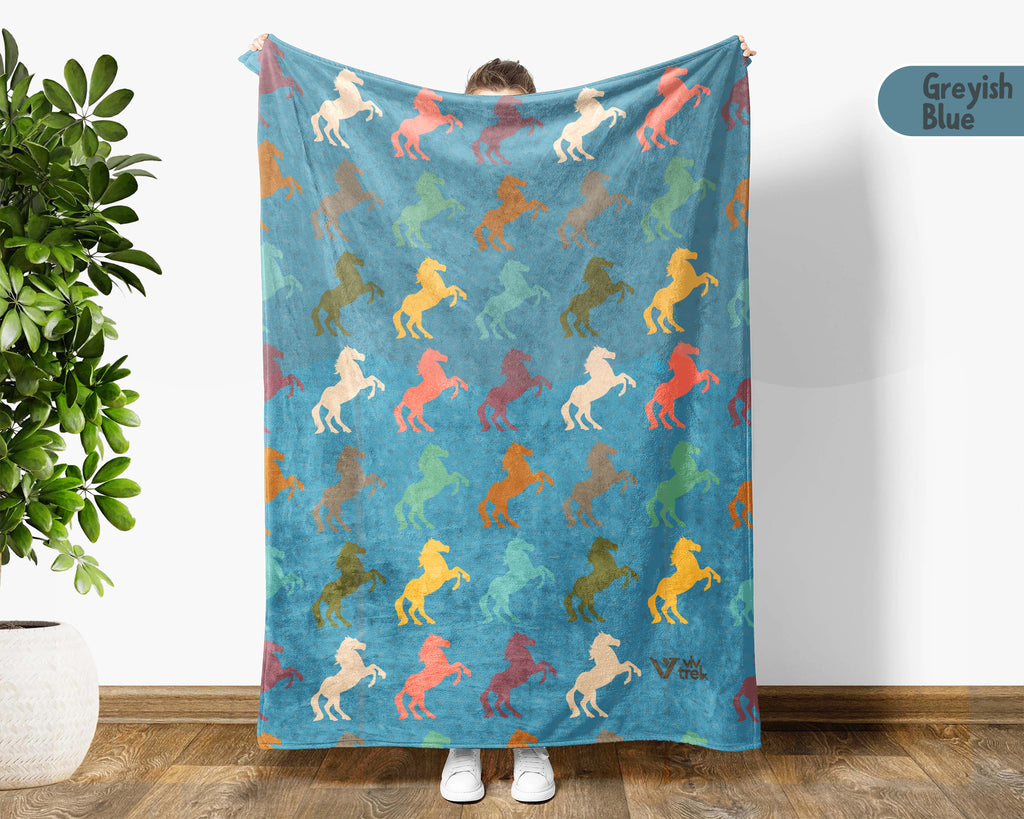 Retro Horse Lover Blanket – Cozy Western Equestrian Throw
