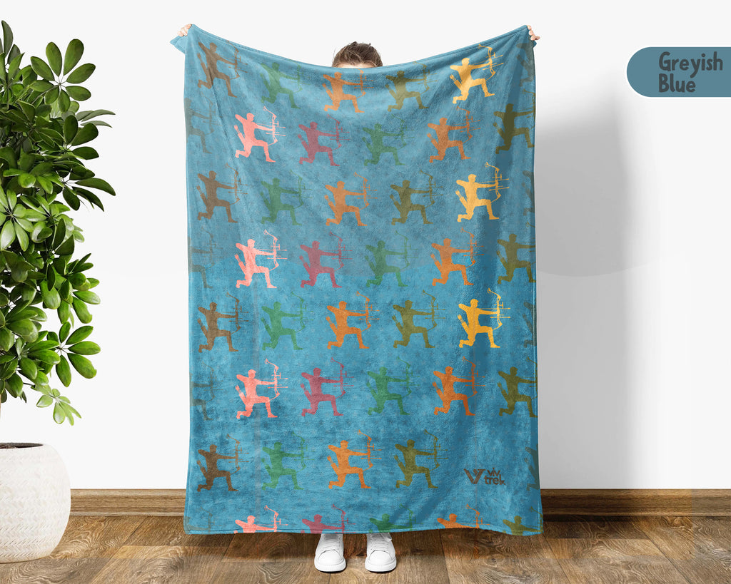 Retro Archery Throw Cozy Bowman Blanket Soft Outdoor Sports Decor Unique Bow Lover Gift for Rustic Home Style