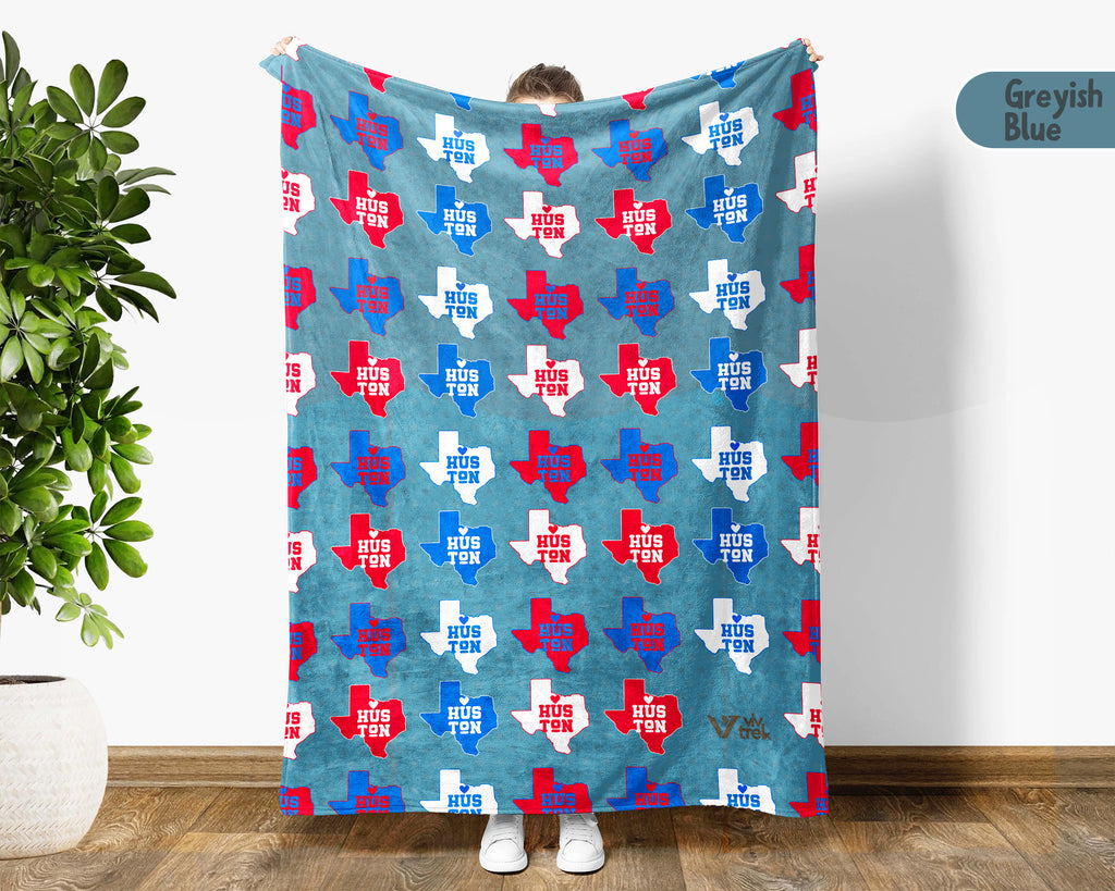 Houston Retro City Map Blanket Throw, Cozy Skyline Decor, Texas Pride Gift, Urban Style Sofa Throw Blanket for Home