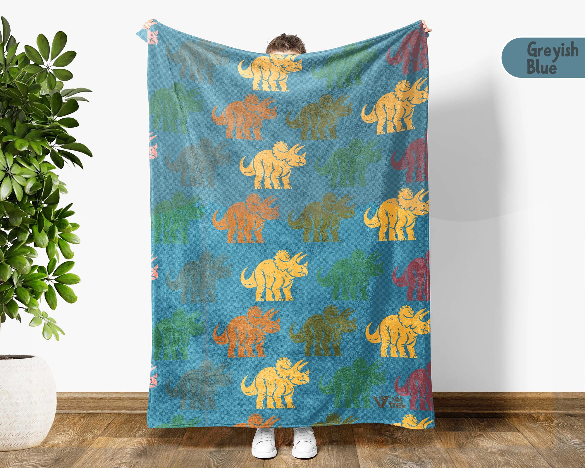 Retro Triceratops Dinosaur Blanket Cozy Prehistoric Throw Vintage Fossil Graphic Decor Paleontology Inspired Gift Home Accent
