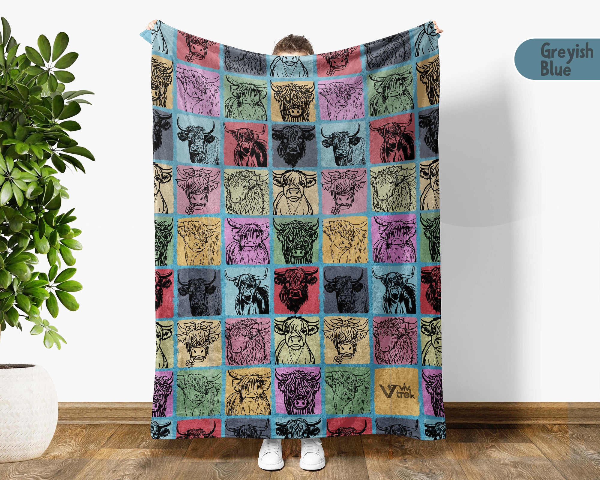 Vintage Highland Cow Blanket Cozy Farm Animal Throw Rustic Ranch Decor Soft Highland Cattle Gift Unique Farmhouse Home Accent