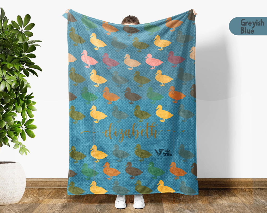 Custom Name Duck Lover Blanket – Vintage Wildlife Farm Animal Throw